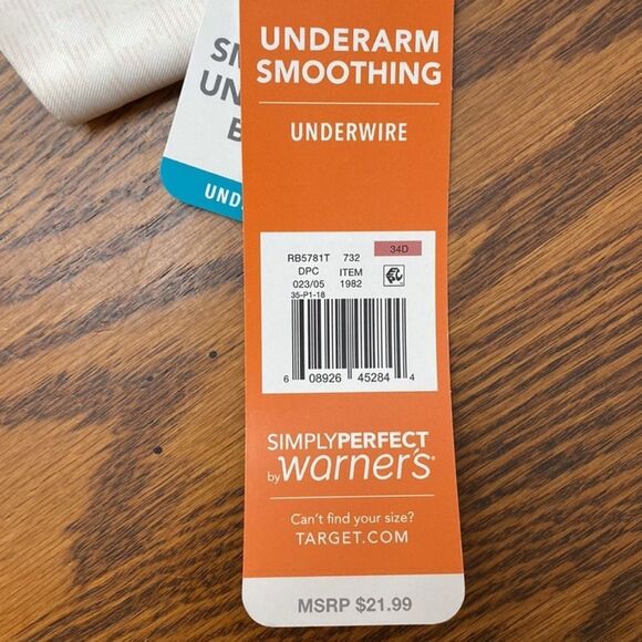 Simply Perfect by Warner’s NWT Underarm Smoothing Bra 34D - Picture 4 of 7